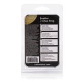 Adjustable Black Leather 3-Snap Cock Ring with Nickel-Free Snaps Mens Leather